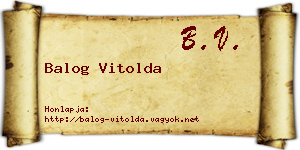 Balog Vitolda névjegykártya
